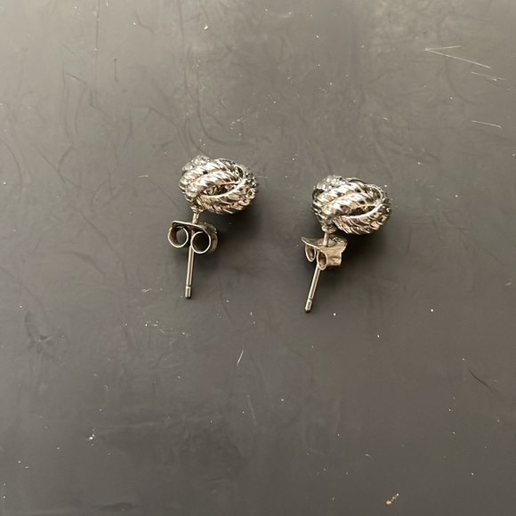 Silver Tone Knot Earrings - Picture 2 of 4